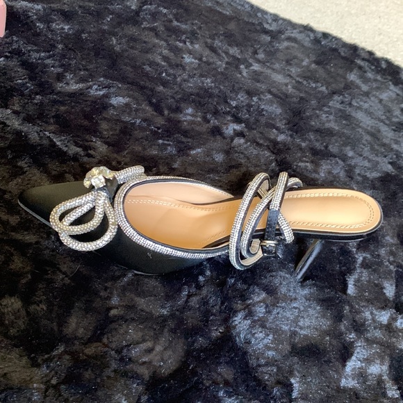 Women double bow pointed toe ankle strap crystal pump size 7, brand new, - Picture 2 of 3